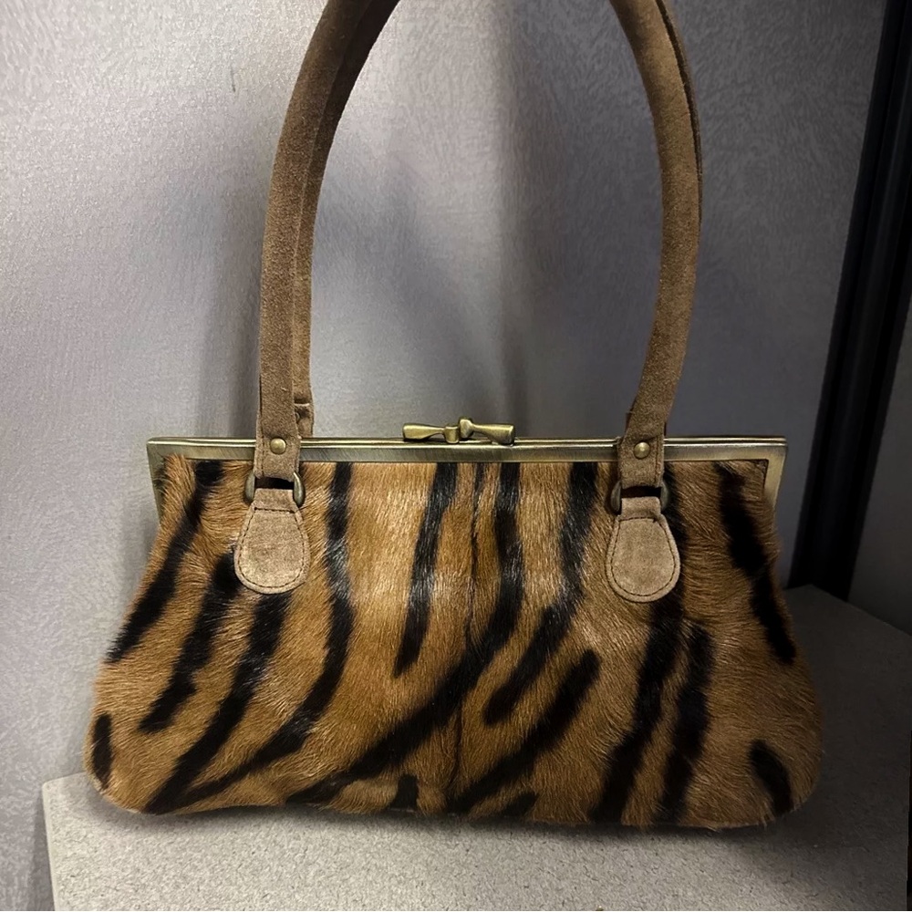 Real fur suede bag